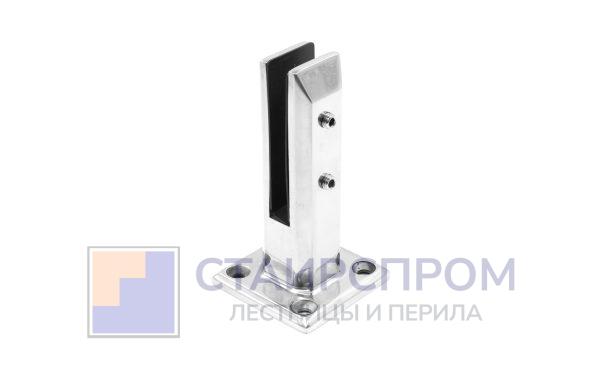 K279 стеклодержатель литой напольный, плоский 40х44х165 мм, для стекла 10-12 мм, полированный, AISI 304