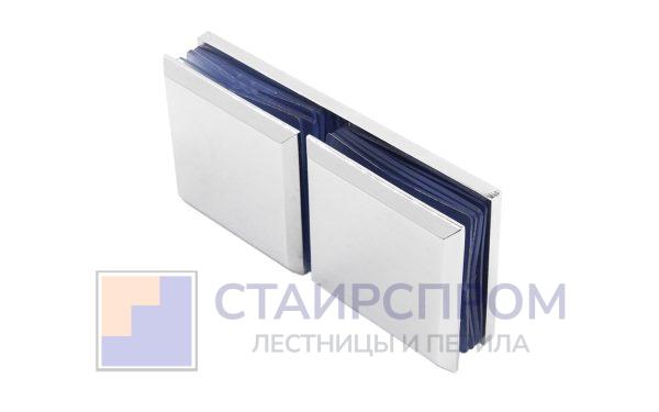 Коннектор для душевой кабины стекло-стекло 180° 45х45 мм цинк-хром полированный