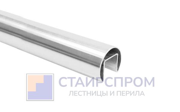 Труба Ø48.3 мм, с пазом 27х30 мм под стекло, шлифованная (AISI 316)