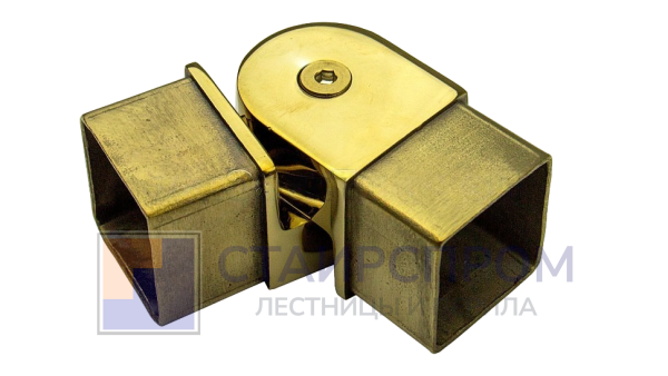 Поворот поручня 40х40 мм, регулируемый, полированный, под золото (AISI 304)