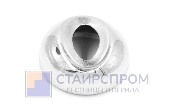 Наконечник штампованный (СПС) прямой 90° на трубу Ø50.8 мм, для поручня Ø50.8 мм, полированный, нержавеющий, AISI 304, 600Grit