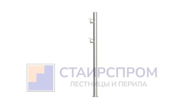 Стойка для пандуса: под 2 поручня Ø38,1-50,8мм мм для инвалидов, одноанкерный крепеж, полированная, высота 900 мм (AISI 304)