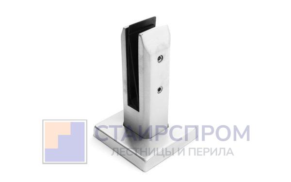 Стеклодержатель напольный 45х50х160 мм, литой, плоский, без сверления, нержавеющая сталь AISI 304, шлифованная