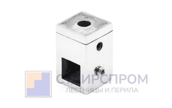 Ригеледержатель на плоскость квадратный под ригель 12х12 мм, полированный, литой (AISI 304)