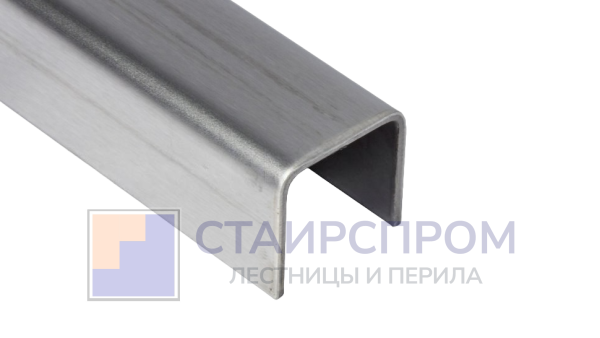 Профиль П-образный, L=2000 мм, t=1.5 мм, для стекла 16 мм, полир. (AISI 304)
