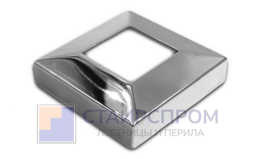 Низ стойки под трубу 40х40 мм, 82х82х0.8, высота 22 мм, полированный (AISI 304) - Stairsprom e4113510 bd8d 4f7f 994c 6c3102eb6008