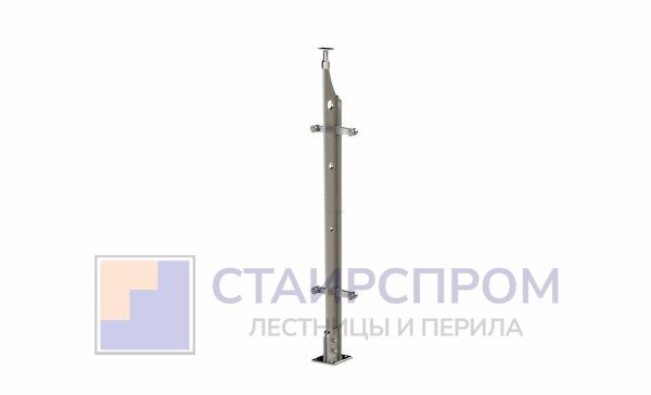 Стойка эксклюзивная с двумя пластинчатыми стеклодержателями, крепление в пол, регулируемый ложемент (AISI 304)