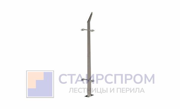 Стойка эксклюзивная с двумя спайдерными стеклодержателями, крепление в пол, нерегулируемый ложемент (AISI 304) №2