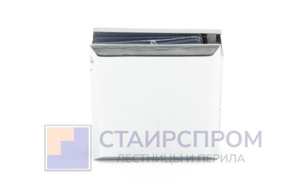 Коннектор для душевой  стена-стекло 45х45 мм, 90°, с двумя отверстиями, цинк, полированный