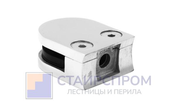 Стеклодержатель литой с вставками под стекло 8-10 мм, закругленный под Ø50.8 мм, 40х22х50, полированный, (AISI 304)