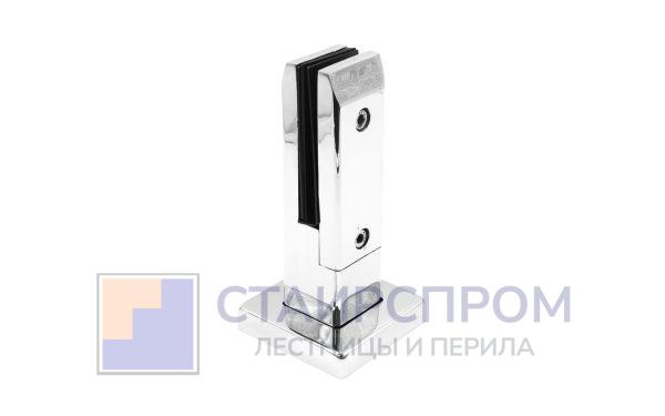 Стеклодержатель напольный 50х50х190 мм, литой, плоский, для стекла 10-12 мм, нержавеющая сталь AISI 304, полированная