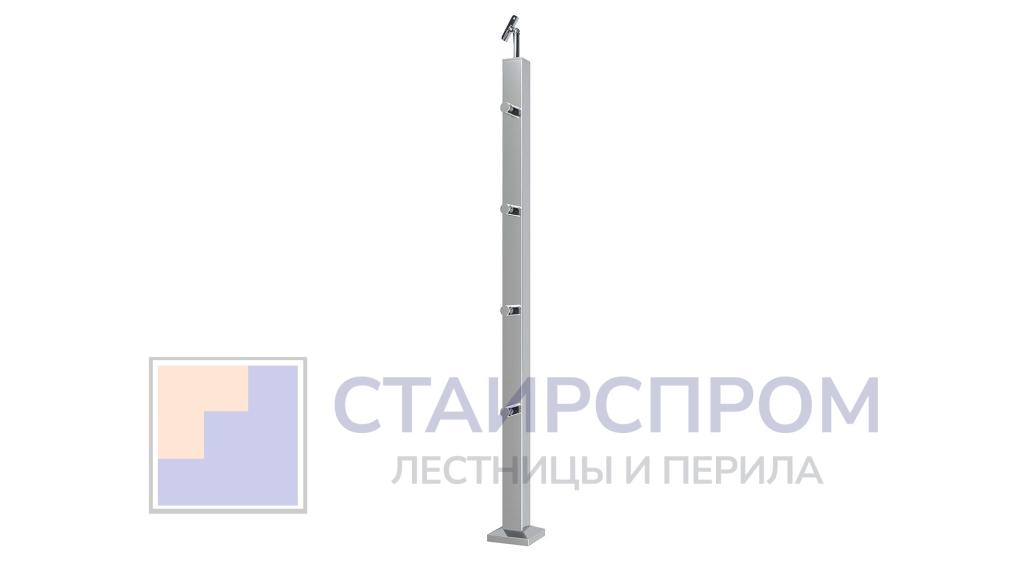 Стойка квадратная 40х40: 4 ригеледержателя, полированная, высота 950 мм (AISI 304) - Stairsprom f72fc236 8c9a 48d1 ae59 a52d72f89fa3